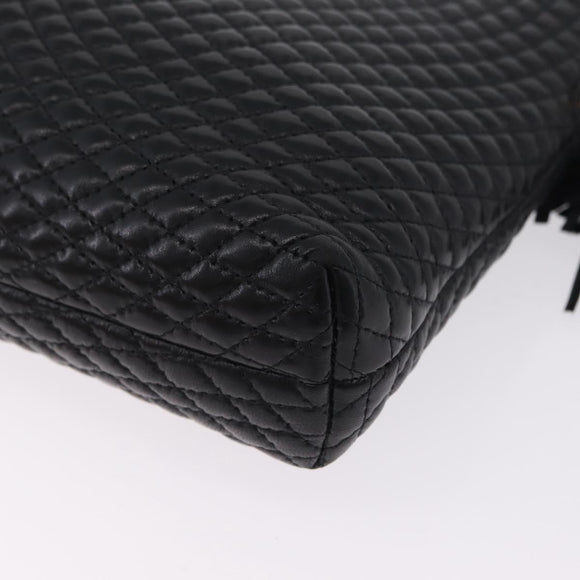 Bally Chain Shoulder Bag Leather Black Gold Auth 208381A