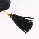 Bally Chain Shoulder Bag Leather Black Gold Auth 208381A-15