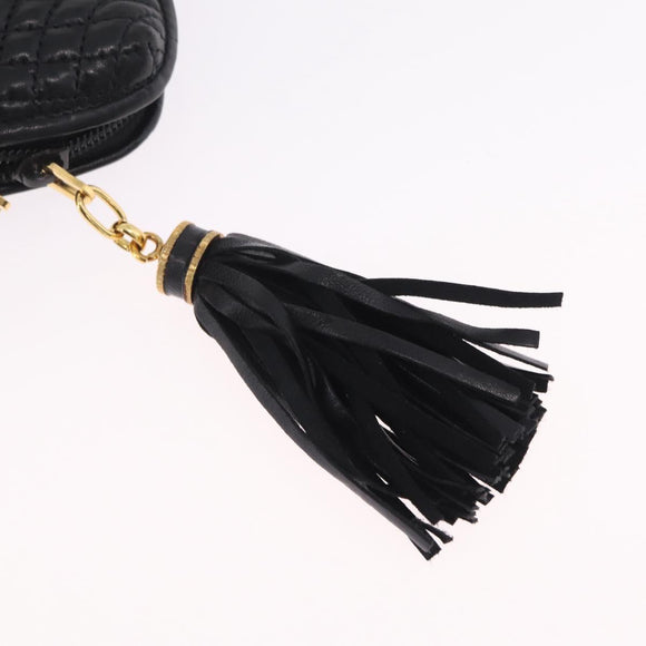 Bally Chain Shoulder Bag Leather Black Gold Auth 208381A