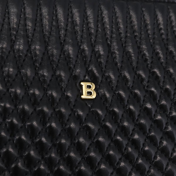 Bally Chain Shoulder Bag Leather Black Gold Auth 208381A