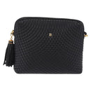 Bally Chain Shoulder Bag Leather Black Gold Auth 208381A-2