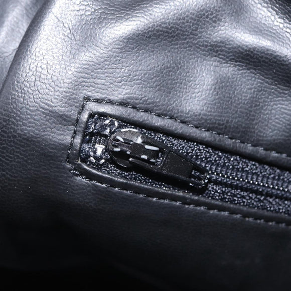 Bally Chain Shoulder Bag Leather Black Gold Auth 208381A