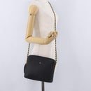 Bally Chain Shoulder Bag Leather Black Gold Auth 208381A-24