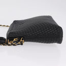 Bally Chain Shoulder Bag Leather Black Gold Auth 208381A-5