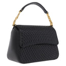 Bally Hand Bag Leather Black Gold Tone Auth 208384V-1