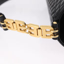 Bally Hand Bag Leather Black Gold Tone Auth 208384V-10