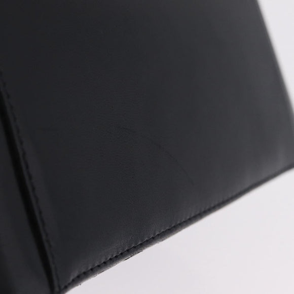 Bally Hand Bag Leather Black Gold Tone Auth 208384V
