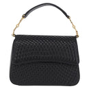 Bally Hand Bag Leather Black Gold Tone Auth 208384V-2