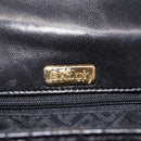 Bally Hand Bag Leather Black Gold Tone Auth 208384V-20