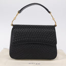 Bally Hand Bag Leather Black Gold Tone Auth 208384V-28