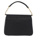 Bally Hand Bag Leather Black Gold Tone Auth 208384V-3