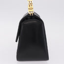 Bally Hand Bag Leather Black Gold Tone Auth 208384V-4