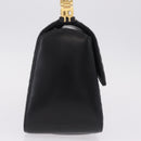 Bally Hand Bag Leather Black Gold Tone Auth 208384V-5
