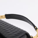 Bally Hand Bag Leather Black Gold Tone Auth 208384V-8