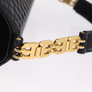 Bally Hand Bag Leather Black Gold Tone Auth 208384V-9