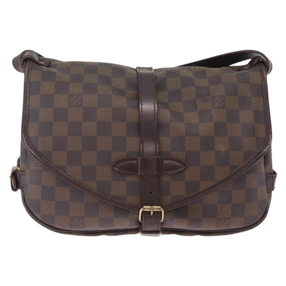 LOUIS VUITTON Damier Ebene Saumur 30 Shoulder Bag SPO N48081 LV Auth 208385