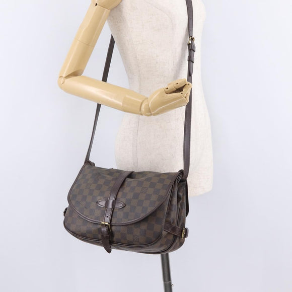 LOUIS VUITTON Damier Ebene Saumur 30 Shoulder Bag SPO N48081 LV Auth 208385