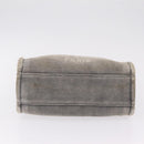 CHANEL Chain Deauville Tote Bag Canvas Gray Silver CC Auth 208386-10