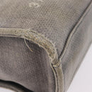 CHANEL Chain Deauville Tote Bag Canvas Gray Silver CC Auth 208386-11