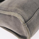 CHANEL Chain Deauville Tote Bag Canvas Gray Silver CC Auth 208386-13