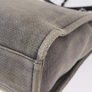 CHANEL Chain Deauville Tote Bag Canvas Gray Silver CC Auth 208386-14