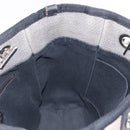 CHANEL Chain Deauville Tote Bag Canvas Gray Silver CC Auth 208386-19
