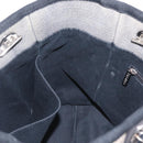 CHANEL Chain Deauville Tote Bag Canvas Gray Silver CC Auth 208386-20