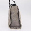 CHANEL Chain Deauville Tote Bag Canvas Gray Silver CC Auth 208386-5