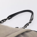 CHANEL Chain Deauville Tote Bag Canvas Gray Silver CC Auth 208386-8