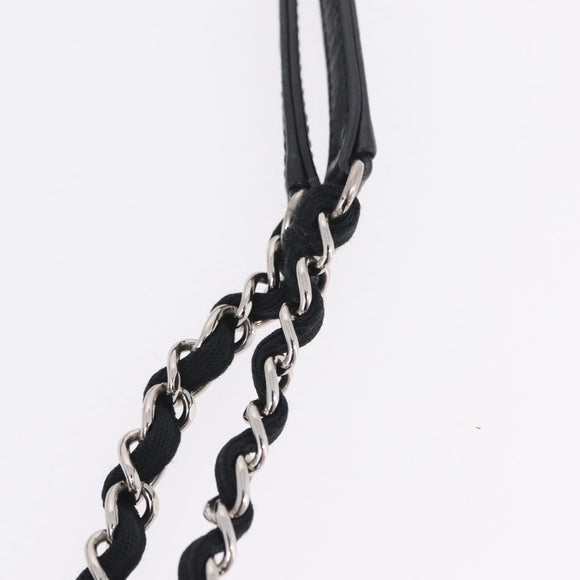CHANEL Chain Deauville Tote Bag Canvas Gray Silver CC Auth 208386