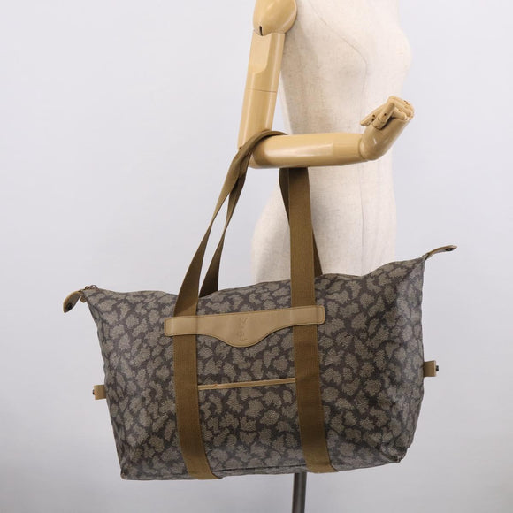Saint Laurent Boston Bag PVC Canvas Beige Auth 208387A