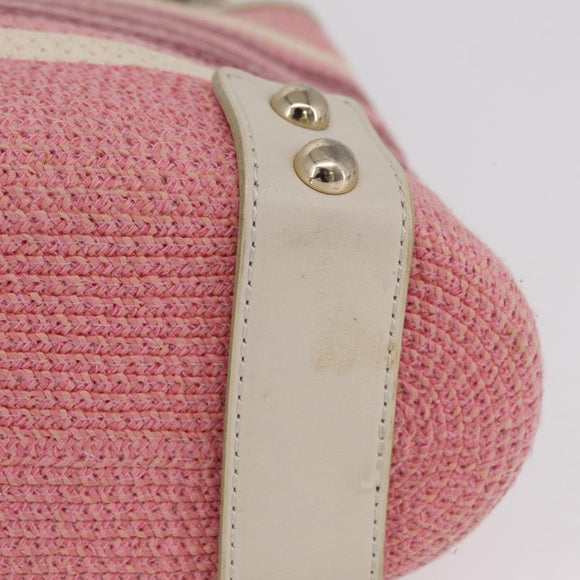 BURBERRY Blue Label Chain Tote Bag Raffia Pink Gold Auth 208388A