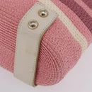 BURBERRY Blue Label Chain Tote Bag Raffia Pink Gold Auth 208388A-16