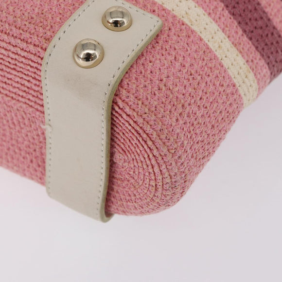 BURBERRY Blue Label Chain Tote Bag Raffia Pink Gold Auth 208388A