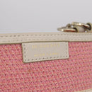 BURBERRY Blue Label Chain Tote Bag Raffia Pink Gold Auth 208388A-19