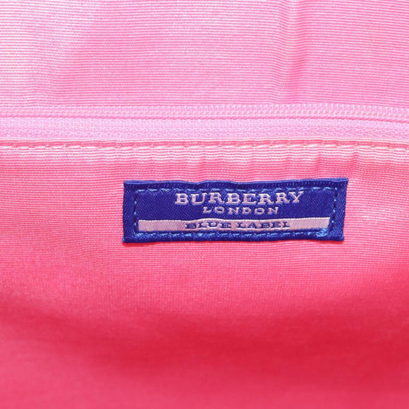 BURBERRY Blue Label Chain Tote Bag Raffia Pink Gold Auth 208388A