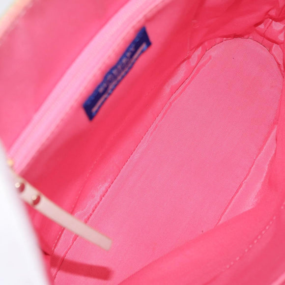 BURBERRY Blue Label Chain Tote Bag Raffia Pink Gold Auth 208388A