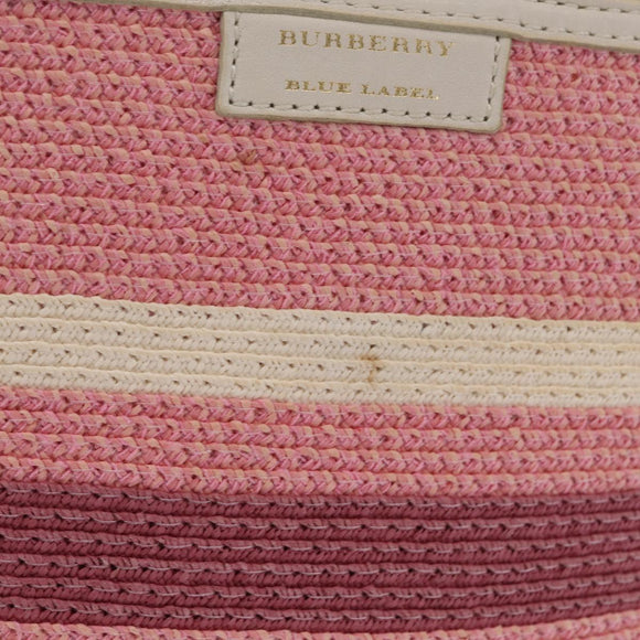 BURBERRY Blue Label Chain Tote Bag Raffia Pink Gold Auth 208388A