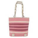 BURBERRY Blue Label Chain Tote Bag Raffia Pink Gold Auth 208388A-4