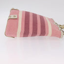 BURBERRY Blue Label Chain Tote Bag Raffia Pink Gold Auth 208388A-5