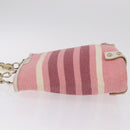 BURBERRY Blue Label Chain Tote Bag Raffia Pink Gold Auth 208388A-6