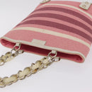 BURBERRY Blue Label Chain Tote Bag Raffia Pink Gold Auth 208388A-7