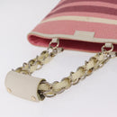 BURBERRY Blue Label Chain Tote Bag Raffia Pink Gold Auth 208388A-8
