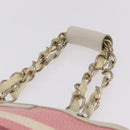 BURBERRY Blue Label Chain Tote Bag Raffia Pink Gold Auth 208388A-9