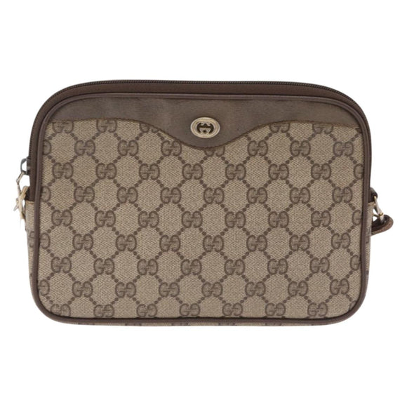 GUCCI GG Supreme Shoulder Bag PVC Beige Gold 89 02 068 Auth 208390