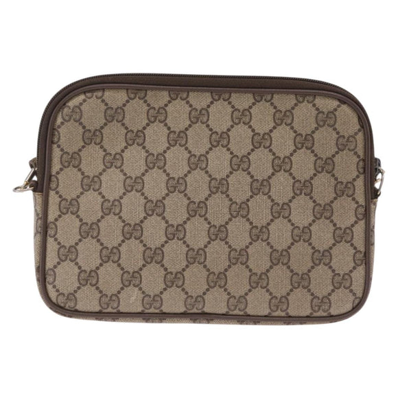 GUCCI GG Supreme Shoulder Bag PVC Beige Gold 89 02 068 Auth 208390