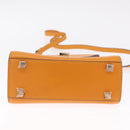 Valextra Micro Igide Hand Bag Leather 2way Orange Silver Auth 208395V-13