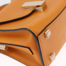 Valextra Micro Igide Hand Bag Leather 2way Orange Silver Auth 208395V-14
