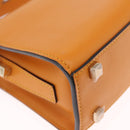 Valextra Micro Igide Hand Bag Leather 2way Orange Silver Auth 208395V-16