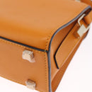 Valextra Micro Igide Hand Bag Leather 2way Orange Silver Auth 208395V-17